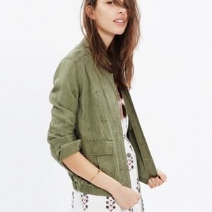 Madewell Green Linen Cargo Jacket